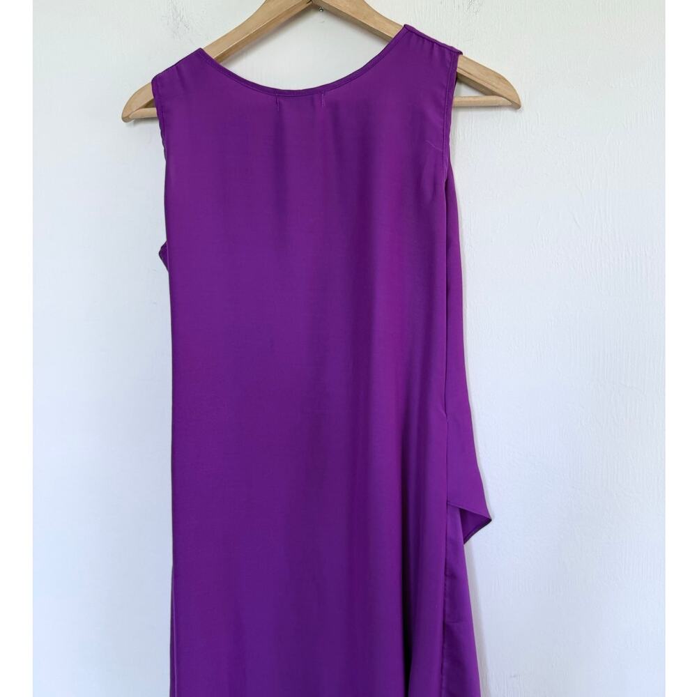 rare PATTY ANG Atelier bright orchid purple silky sleeveless hi lo midi dress - Picture 3 of 8